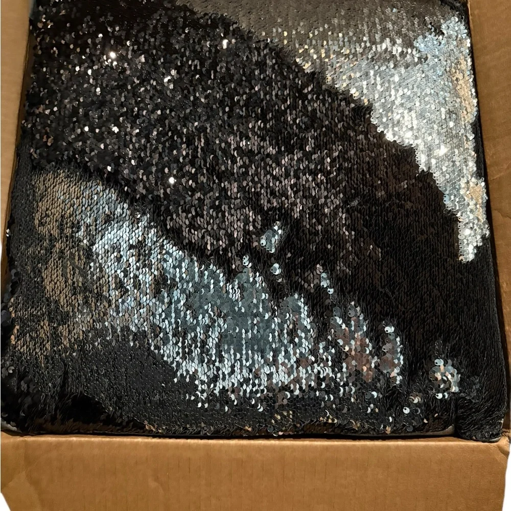 Aviva Stanoff Black and Silver Sequin Pillow‎